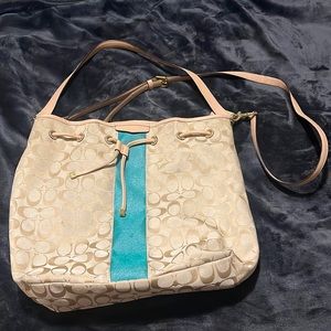 Coach bag - beige & teal green